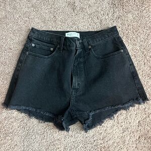 Abercrombie & Fitch Black Jean Shorts Distressed Frayed Hem